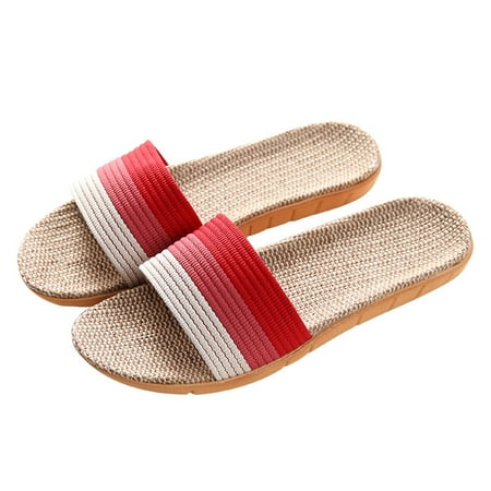 

Slippers House Summer Linen Unisex Non Slipperanti Tatami Japanese Home Womens Indoor Skidproof Beach Sandal Toe Open