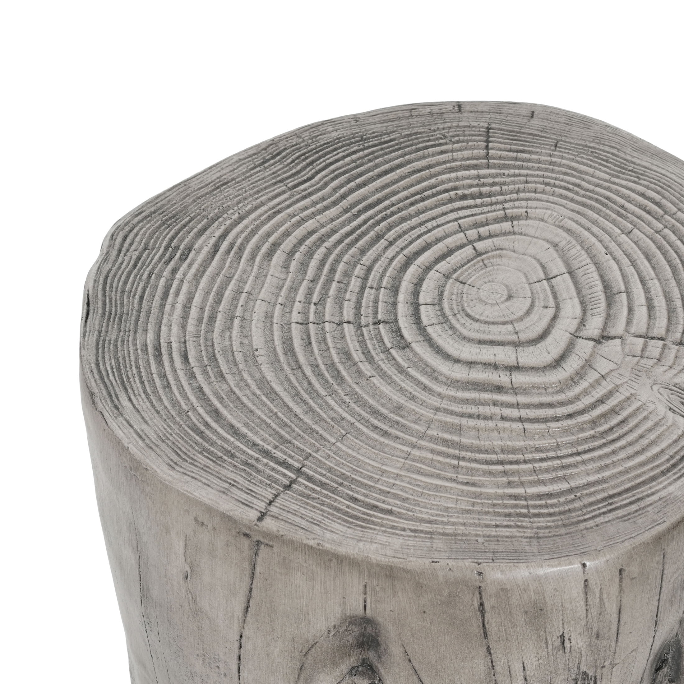 Christopher Knight Home MGO Tree-Stump Side Table, Lightweight Concrete Accent Table, Gray Wood Grain