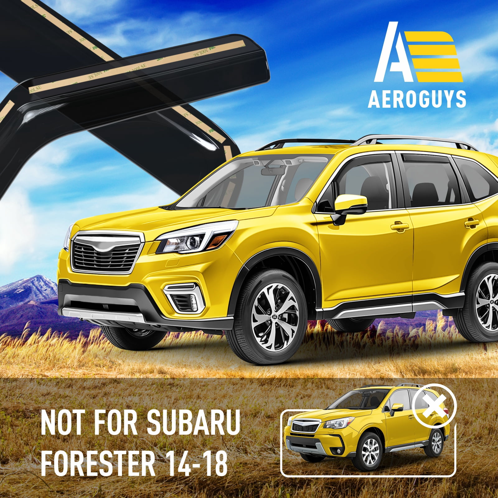 AEROGUYS In-Channel Window Deflectors Extra Durable Window Visors Rain Guards Fit for Subaru Forester 2019-2024, Sun Visors, Wind Deflectors, Vent Visors, Car Accessories - 4pcs. AG0439