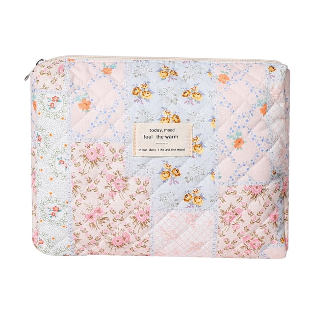 Bolsa de maquillaje uekeboag acolchada de algodón Coquette Floral 03 Pink