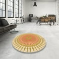 thumbnail image 3 of Ahgly Company Indoor Round Patterned Cardboard Brown Gold Area Rugs, 4' Round, 3 of 6