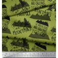 thumbnail image 2 of Soimoi Green Modal Satin Fabric Mountains & Text Print Fabric by the Yard 42 Inch Wide, 2 of 5