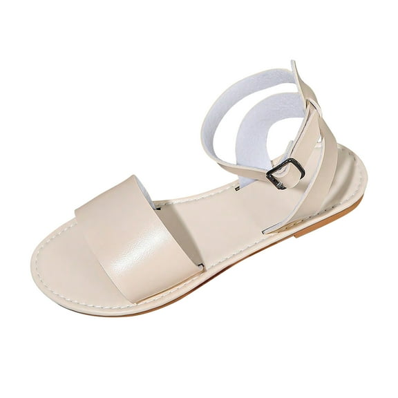 Women's Ankle Strap Sandal, Wide Widths Available Fashion Women Casual Round Head Comfy Sandals Beach Casual Sandals Shoes Beige Women Sandal