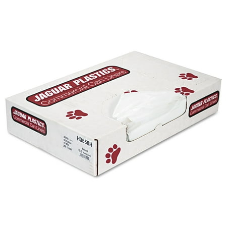 Jaguar H3660H Heavy Grade Can Liners, 55gal, 13mic, 36 x 60, Natural, 200/Carton
