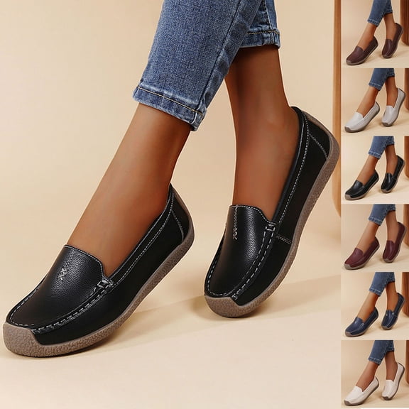 THDHVS Casual Shoes for Women,Womens Dress Shoes,Women's Fashion Casual Soft Sole Soft Shoes Comfortable Toe Loafers Flat Shoes Gray