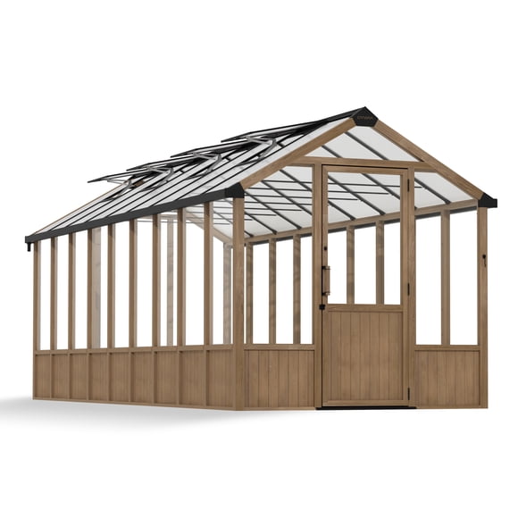Canopia by Palram Serre Kit en Bois de Cèdre Naturel 8 Pi x 22 Pi - Panneaux de polycarbonate Transparents