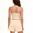 thumbnail image 6 of FRSASU Womens 2 Piece Lounge Sets Summer Outfits V Neck Tank Top Short Matching Set Casual Travel Beach Vacation Clothes Beige, 6 of 7