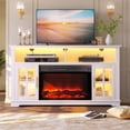 thumbnail image 2 of SESSLIFE Fireplace TV Stand for 70 Inch TV, LED TV Console with 30''Electric Fireplace, Entertainment Center Television Table for Living Room or Bedroom, White, 2 of 9