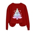 thumbnail image 5 of Womens Merry Christmas Print O Neck Sweatshirt Round Neck Fit Pullover Tops Casual Long Sleeve Workout Shirts Wine S, 5 of 6