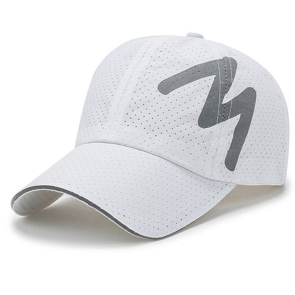 HNMKIU Performance Mesh Sport Cap for Outdoor Activities Quick Drying Adjustable Unisex Sun Baseball Hat White,One Size