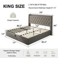 thumbnail image 2 of iPormis King Size Bed Frame with Lift Up Storage & Charging Station, Button Tufted Wingback Upholstered Headboard, Wooden Slats Support, No Box Spring Needed, Noise Free,Light Gray, 2 of 7