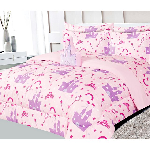 Juego de edredón tamaño COMPLETO, juego de sábanas ajustables a juego y funda de almohada, peluche de París Bonjour, diseño de cama en bolsa, supersuave para niñas, decoración de dormitorio de niños,