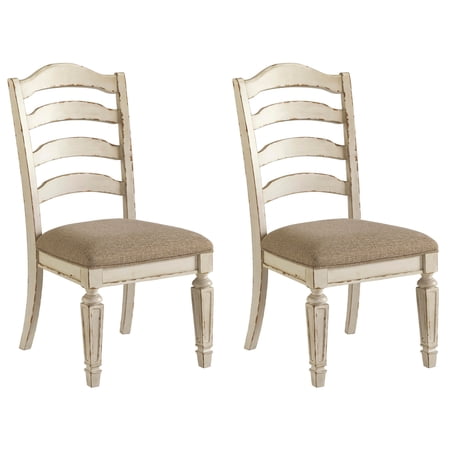 Signature Design by Ashley Realyn Dining Room Upholstered Chair, Set of 2, Antique White