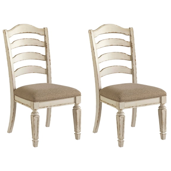 Signature Design by Ashley Realyn Dining Room Upholstered Chair, Set of 2, Antique White
