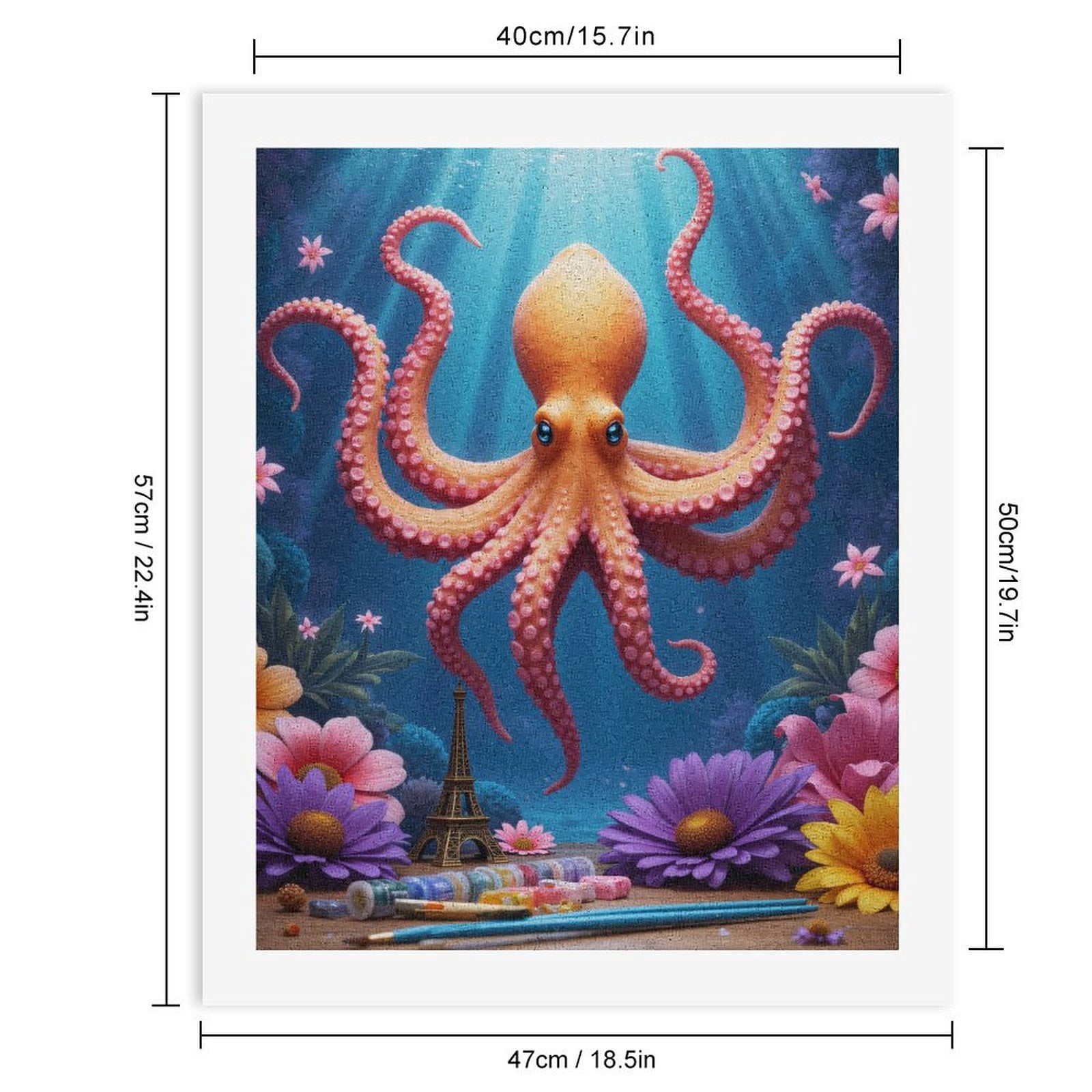 Paint By Numbers Kit for Adults Beginner - Octopus Art Supplies Flowers Eiffel DIY Canvas Painting Kits for Adults, Frameless Paint By Number for Adults for Home Wall Decor 16x20 Inch