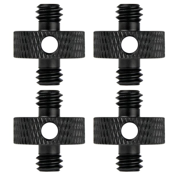 Adaptador de tornillo roscado para trípode de 1/4 macho a 1/4 macho con orificio, tornillo de montaje para cámara, trípode, soporte de micrófono, 4 piezas (negro)