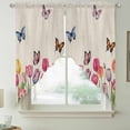 thumbnail image 2 of Tulips Spring Floral Swag Valances for Windows, Kitchen Curtains 36 Inch Length 2 Panels Set, Pastoral Flowers Butterfly Rustic Short Curtains for Small Windows Rod Pocket Cafe Curtains 28"x36", 2 of 8