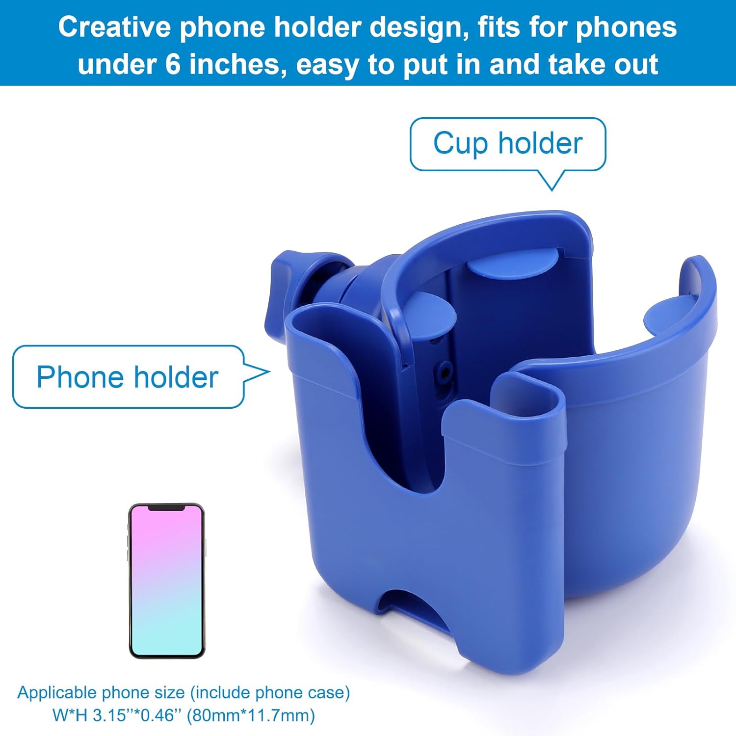 Stroller Cup Holder with Phone Holder, Bike Cup Holder, Universal Cup Holder for Uppababy Nuna Doona Strollers, 2-in-1 Cup Phone Holder for Walker Wheelchair Scooter Accessory
