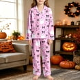 thumbnail image 6 of CONZONE Halloween Big Girls Pajamas Graphic Pjs Set Hallowmas Jammies Long Sleeve Button Down Shirts Pants 2 Piece Sleepwear Loungewear for Kids, 6 of 7