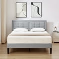 thumbnail image 3 of VECELO Queen Size Bed Frame, Modern Platform Bed Frame with Adjustable Button Tufted Upholstered Headboard for Bedroom, No Box Spring Needed, Easy Assembly, Light Gray, 3 of 9