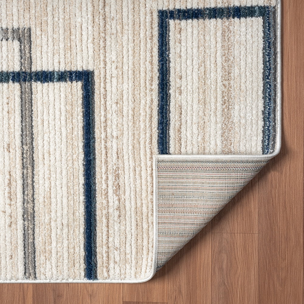 Ox Bay Bellamy 5' x 7' Blue/Gray Geometric Durable Performance Indoor Area Rug