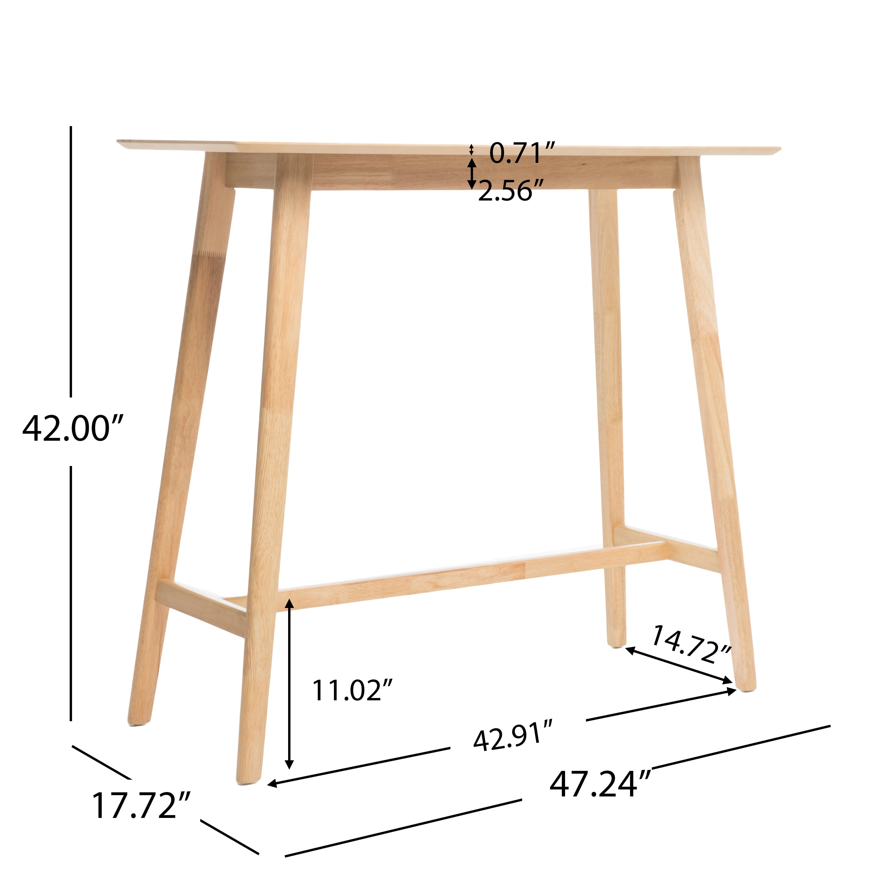 Noble House Jackie 3 Piece Mid-Century Modern Bar Set, Oak, Light Beige