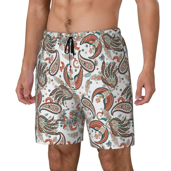 Balery Paisley Floral Bañador para hombre, shorts de playa de secado rápido con entrepierna y forro de compresión-3X-Large