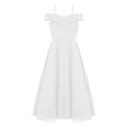 thumbnail image 3 of Eandarui Kids Girls Off Shoulder Junior Bridesmaid Dresses Chiffon A-Line Wedding Party Dress Formal White 12, 3 of 5