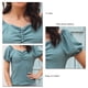 thumbnail image 5 of Blusa de manga corta para mujer, Tops de verano, moda informal, camisas de manga corta con cuello en V para compras diarias, azul XL, 5 of 6