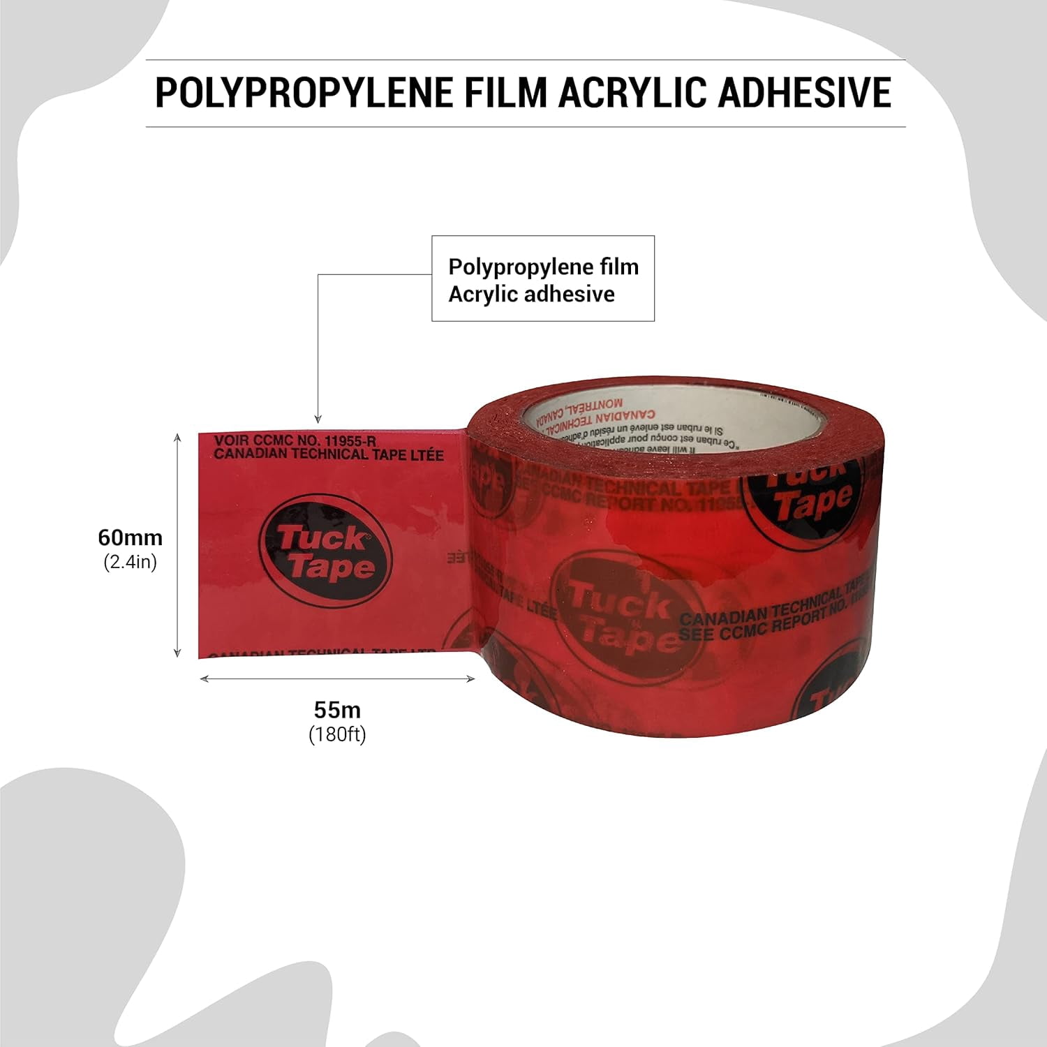Construction Sheathing Tape, Epoxy Resin Tape, 2.4 in x 180 ft (Red)