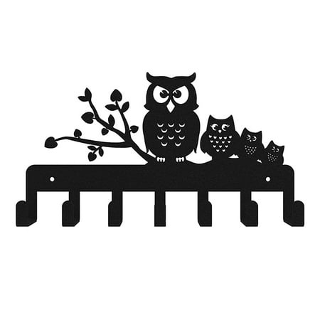 

Heavy Duty Coat Hook Rack Owl Adorned Key Holder Wall Mounted Coat Hanger