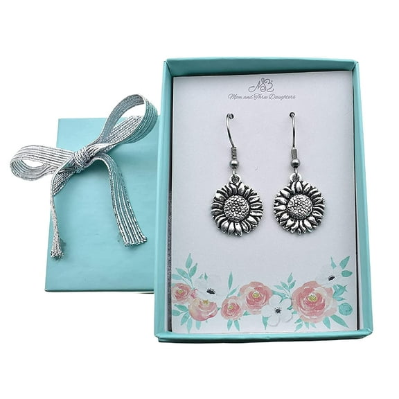 Sunflower Earrings in Silver Plated Pewter