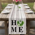 thumbnail image 4 of Rustic Table Runner - 48 Inch Long Eucalyptus Leaves Green Wreath Wooden Plaid Home Cotton and Linen Blended Dress Scarves Farmhouse Table Runner for Kitchen Dining, Coffee Table, 13" x 48", 4 of 8