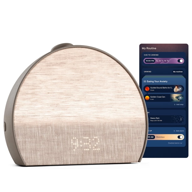 Reloj despertador Hatch Restore 3 Sunrise, máquina de sonido, luz inteligente (cacao), ruido blanco,
