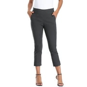 HDE Pull On Capri Pants For Women with Pockets Elastic Waist Cropped Pants Charcoal - XL