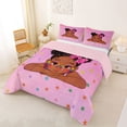 thumbnail image 2 of Castle Fairy Kawaii Bow Black Girl Full Size Comforter Sets 3-Piece,Colorful Stars Print Bedding Comforter Set,Pink Blue Green,1 Comforter and 2 Pillowcases, 2 of 6