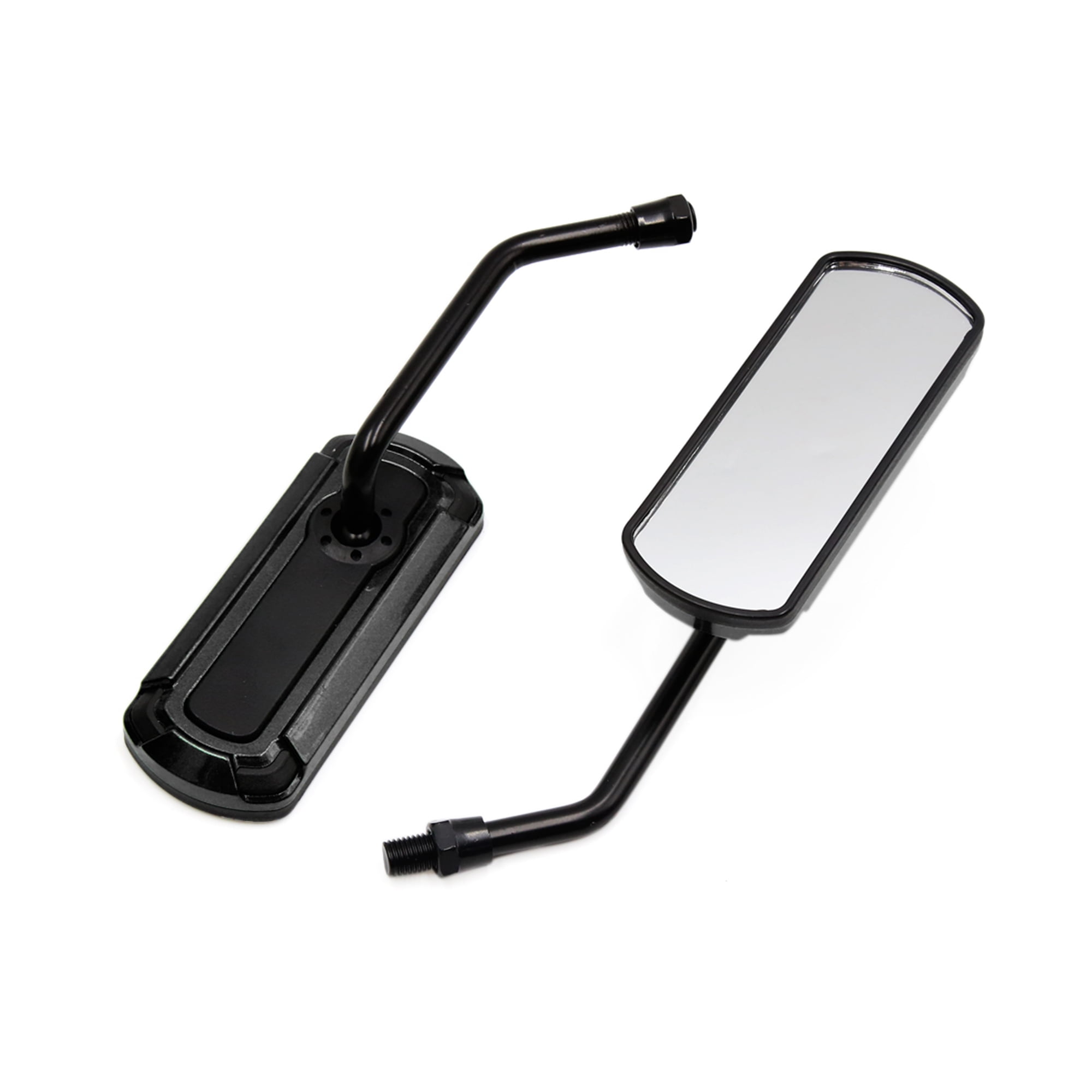 Motorcycle Rectangle Black Rear View Mirrors W/ Adapter Parts Set Kit For Harley