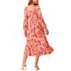 thumbnail image 3 of INSPIRE CHIC Vestido Midi Fluido de Manga Larga con Cuello Cuadrado y Volantes con Bolsillos S Naranja, 3 of 5