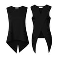 thumbnail image 4 of NTACZA Solid Business Casual Tops for Women Crew Neck Sleeveless Tank Tops High Low Asymmetrical Split Hem Summer Vacation Relaxed Size L, 4 of 8