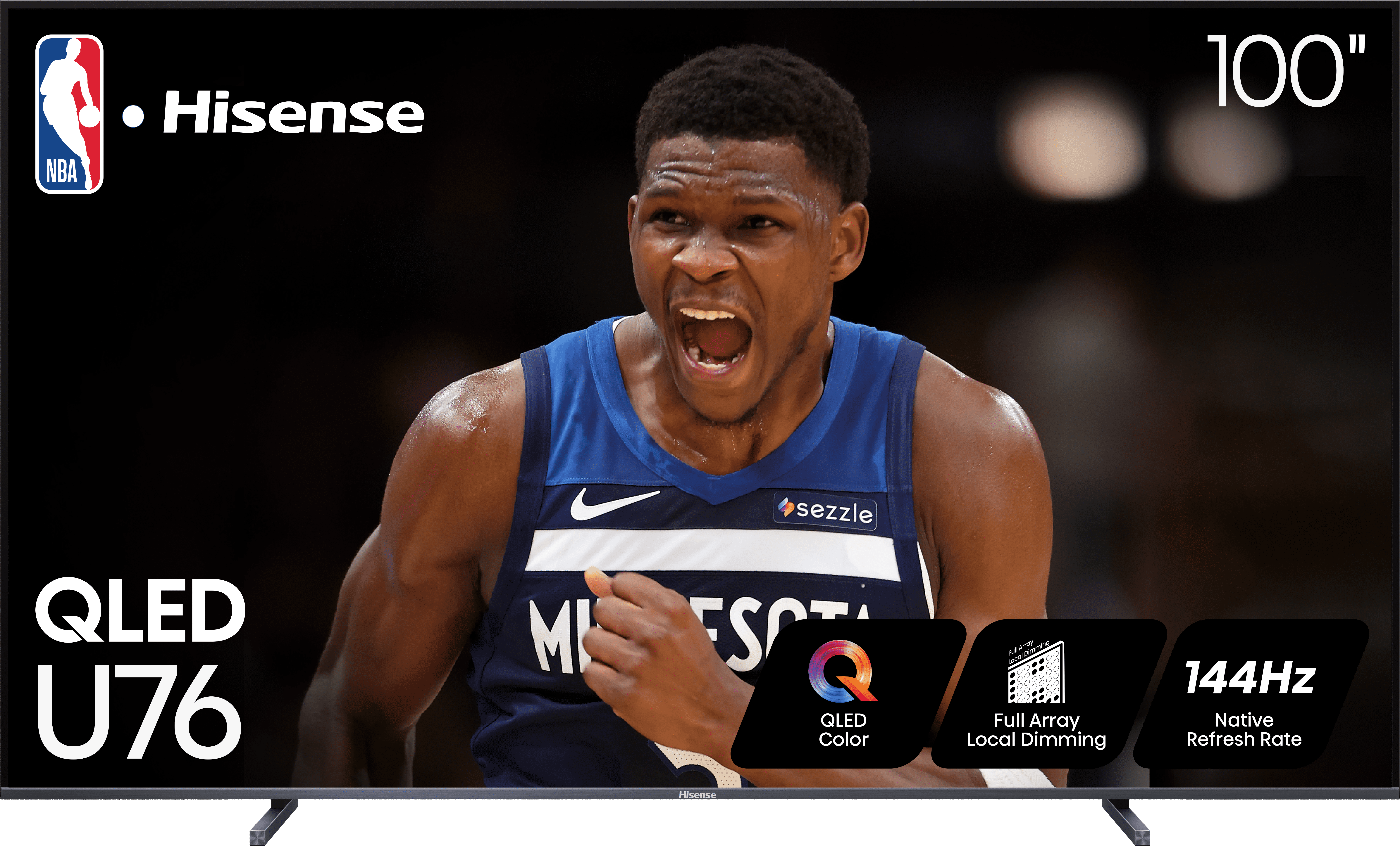 Restored Hisense 100" Class U7 Series ULED 4K UHD QLED Google Smart TV(100U76N, 2024 model) - QLED, Native 144Hz, Dolby Vision, Full Array Local Dimming, Game Mode Pro (Refurbished)