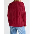thumbnail image 6 of Women'S Oversized Cable Knit Crewneck Sweaters Red XL, 6 of 7