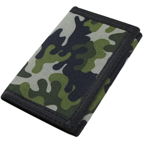 AOMRCOL Rfid Blocking Canvas Wallet for Men and Women-Camo Trifold Outdoor Sports Wallets with Magic Sticker for Teen Kids,Durable Camo Wallets for Men(Camo Green)