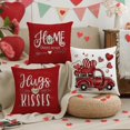thumbnail image 4 of Valentine''s Day Red Pillow Covers 18 x 18 Inch Set of 4 Love Truck Valentine Deco Pillowcases for Home Sofa Couch Cushion Decoration, 4 of 6