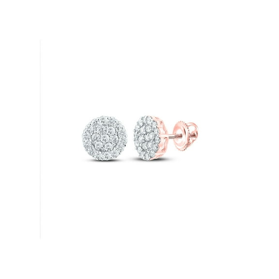 Macey Worldwide Jewelry 10k Rose Gold Mens Diamond Earrings 1-3/8 Ctw