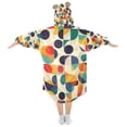 thumbnail image 2 of FORMRS Wearable Blanket Hoodie with Sleeves for Kids Cozy Flannel Sweatshirt, Green Geometric, 2 of 7