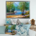 thumbnail image 3 of Designart 'Green Trees By The Bridge Over River' Traditional Framed Art Print, 3 of 4