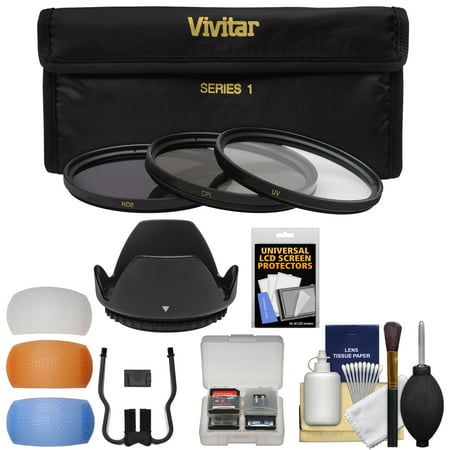 Vivitar 3-Piece Multi-Coated HD Filter Set (52mm UV/CPL/ND8) with Lens Hood + Diffusers + Accessory (Best 52mm Nd Filter)