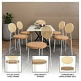 thumbnail image 3 of LeisureMod Velvet Dining Chair Armless Rattan Back Side Chair Modern Accent Chair Comfortable Padded Seat Kitchen Chair with Powder-Coated Stainless Steel Base Euston Collection in Brown, 3 of 11