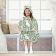 thumbnail image 7 of FORMRS Wearable Blanket Hoodie with Sleeves for Kids Cozy Flannel Sweatshirt, Green Floral Cat Pattern, 7 of 7
