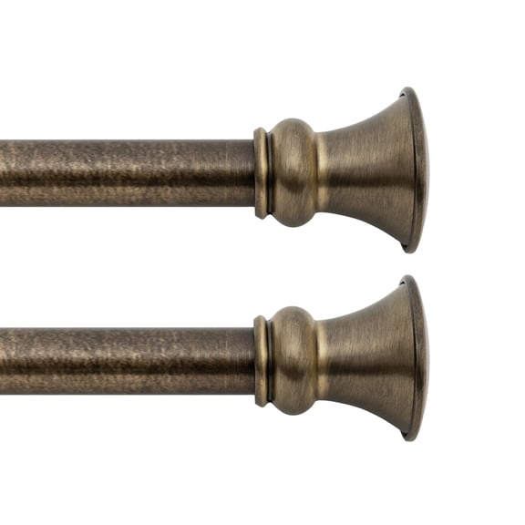 Deco Window Modern 1 Inch Brass Egyptian Adjustable Single Curtain Rods, 44 Inch - 120 Inch (Pack of 2)